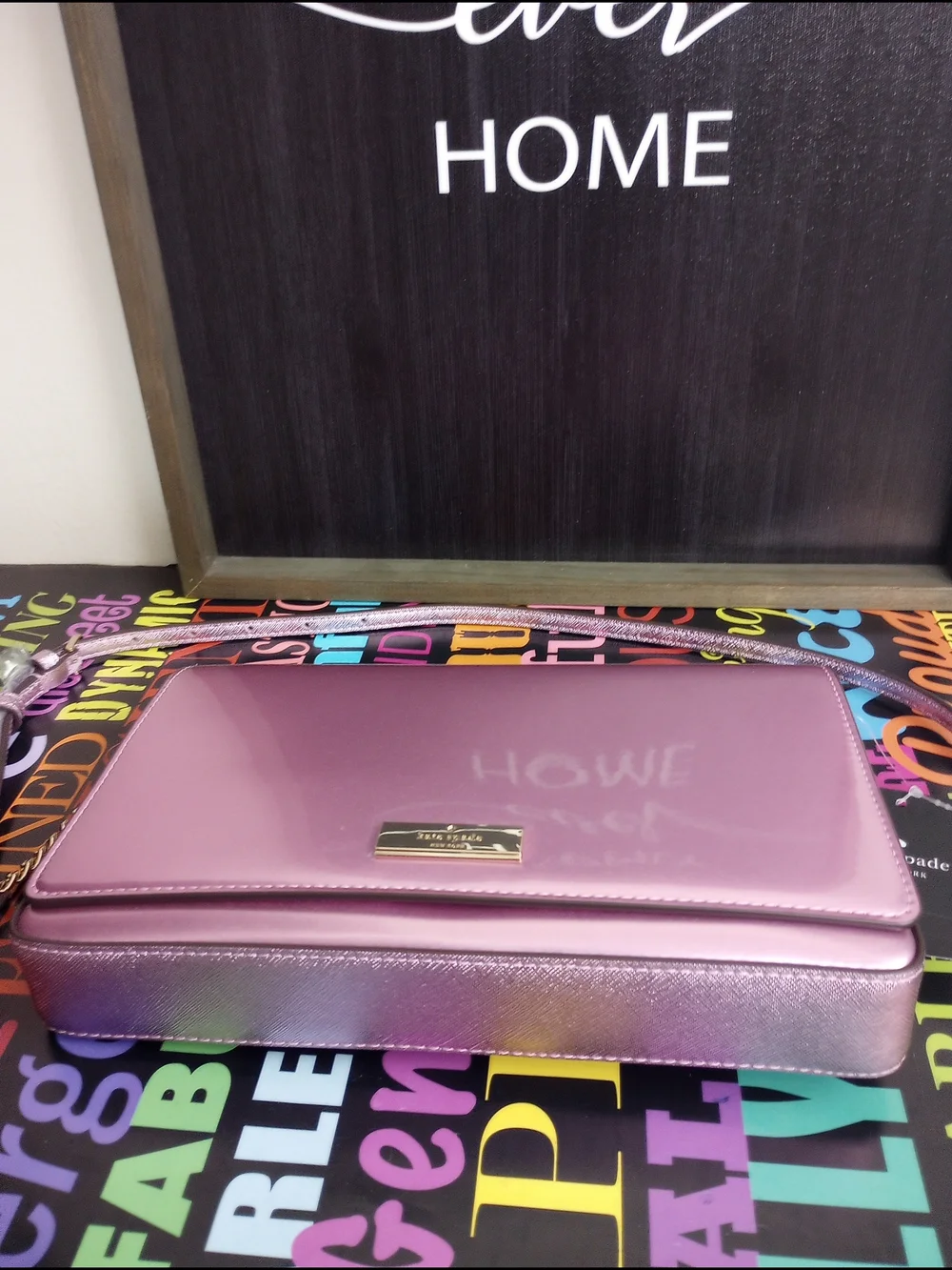 Kate Spade Metallic Lilac Crossbody Bag with Chain Strap!.